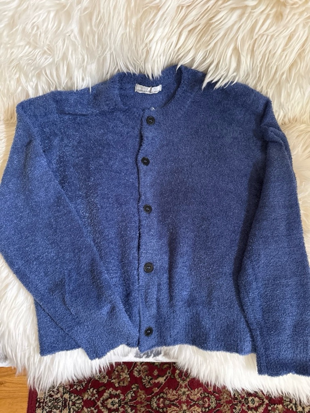 Women's Blue Button-Front Cozy Cardigan Sweater